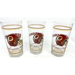 WASHINGTON REDSKINS NFL FOOTBALL 16z DRINKING GLASS TUMBLER. Set Of Three